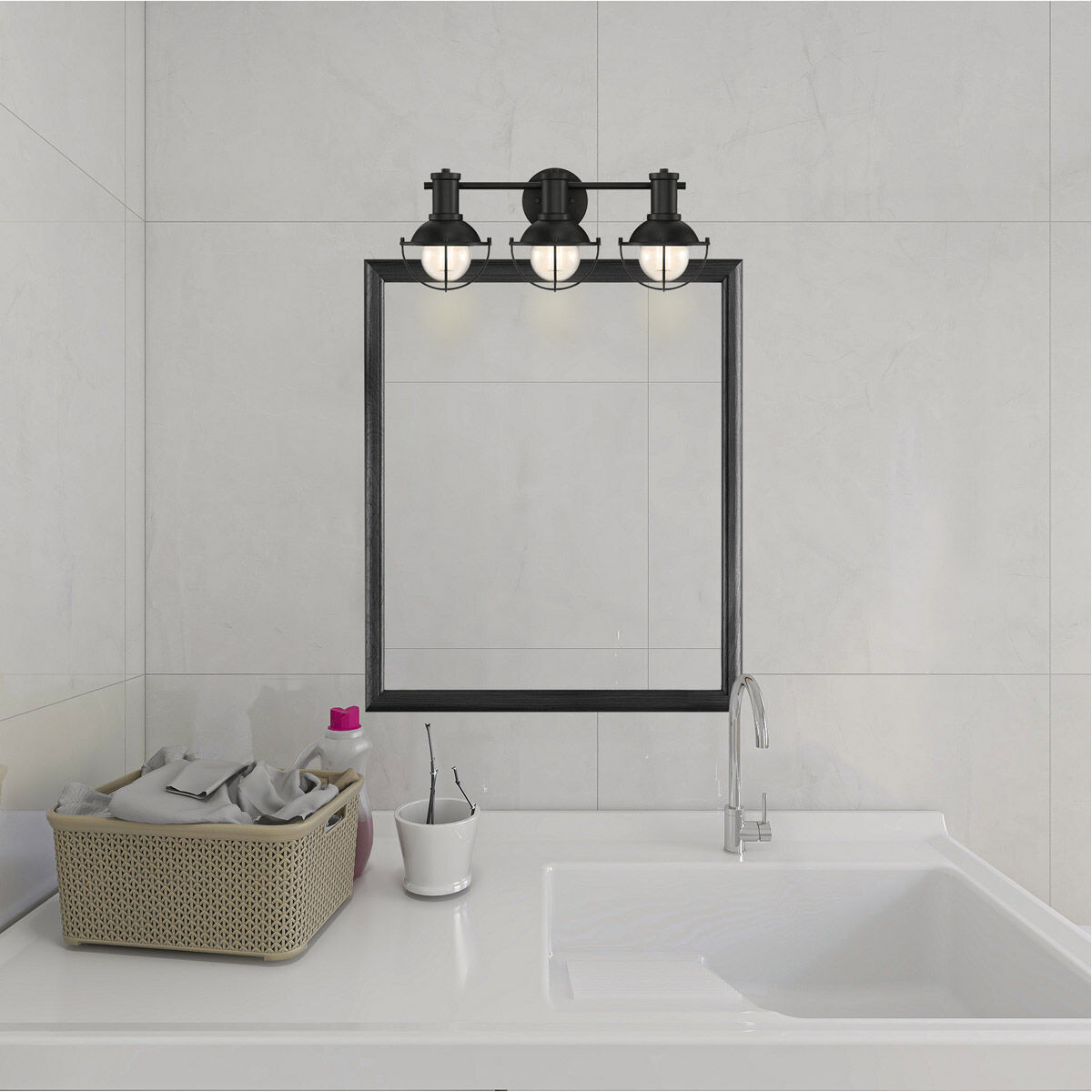 Dalton 3 Light 23 inch Matte Black Vanity Light Wall Light 